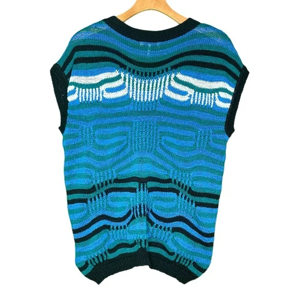 Sandro Blue and Green Patterned Sweater - Picture 2 of 5